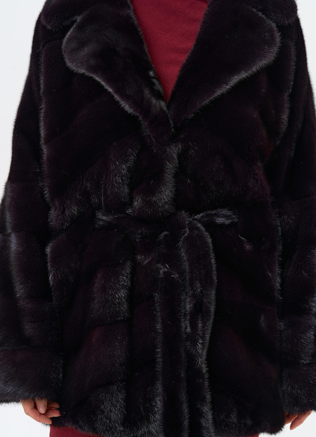 Шуба из меха норки с английским воротником модель № 31641 универмаг малина