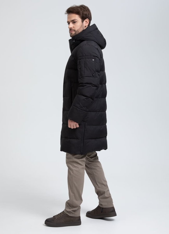 фото Мужской удлиненный пуховик с капюшоном модель № 32032