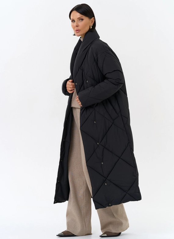 Женский пуховик с воротником шаль