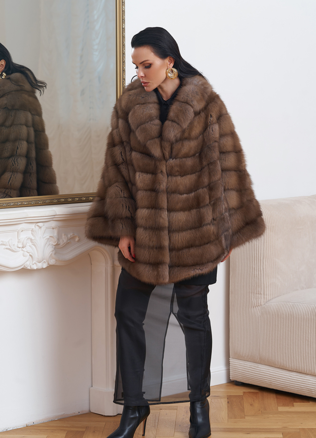 Шуба из куницы оверсайз модель № 24643 универмаг малина