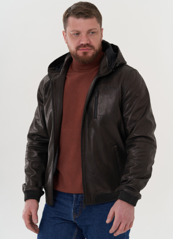 Куртка черного цвета из натуральной кожи