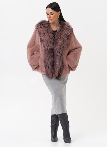 Короткая шуба из норки с чернобуркой