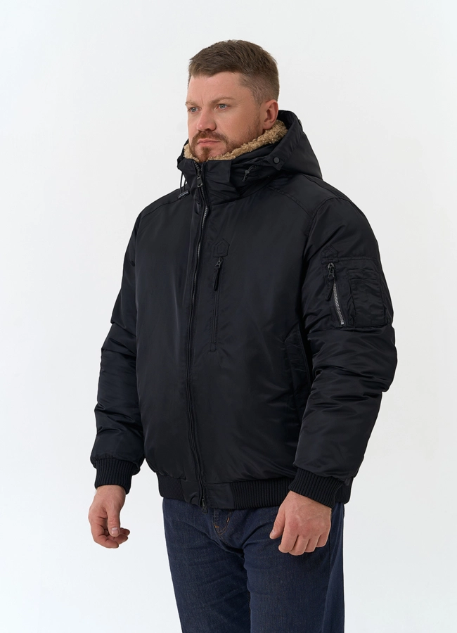 Мужская куртка бомбер с капюшоном модель № 34064 в рассрочку фото