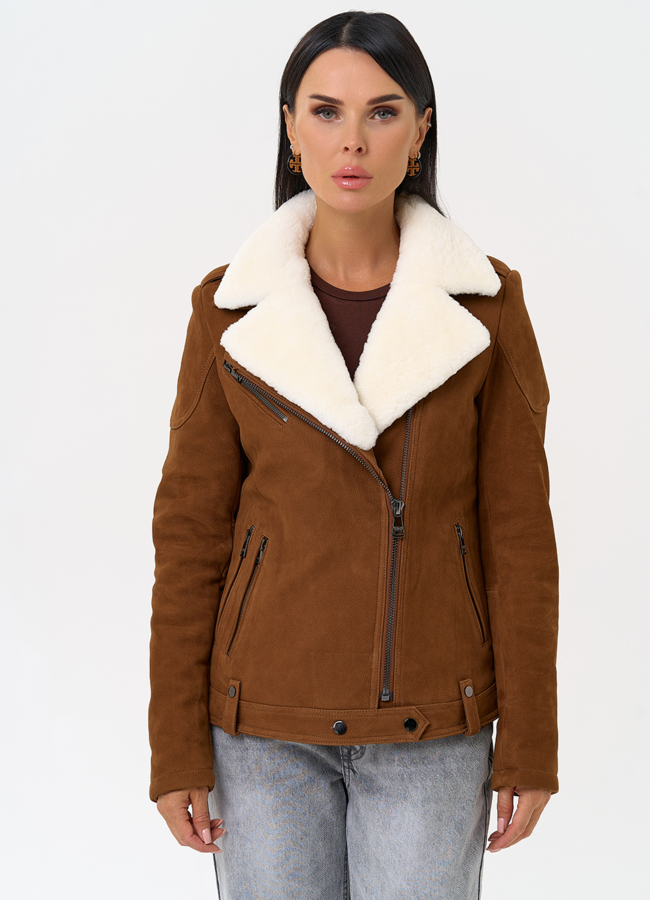 Косуха из натуральной замши с мехом модель № 31365 универмаг малина