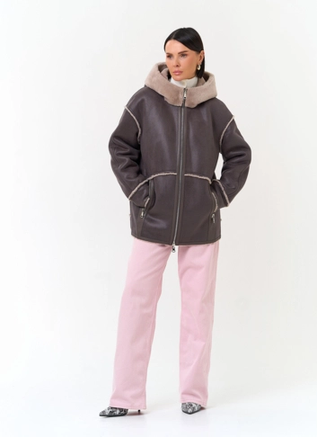 Женская дубленка из эко замши