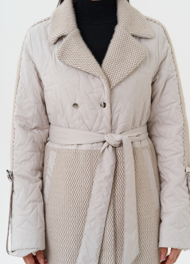 Женское утепленное пальто с поясом модель № 27154 универмаг малина