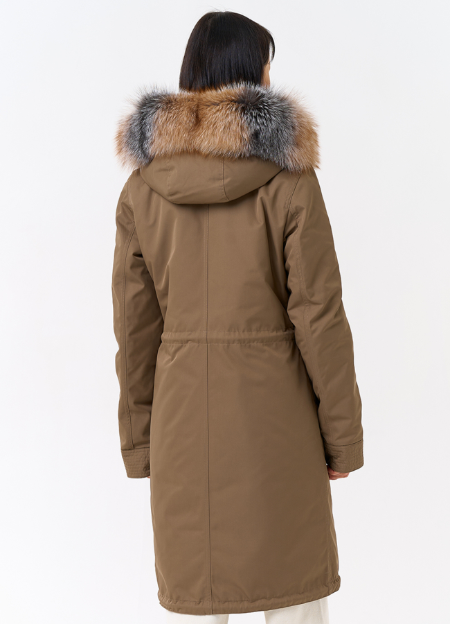 фото Женская парка с капюшоном из меха лисы модель № 31993