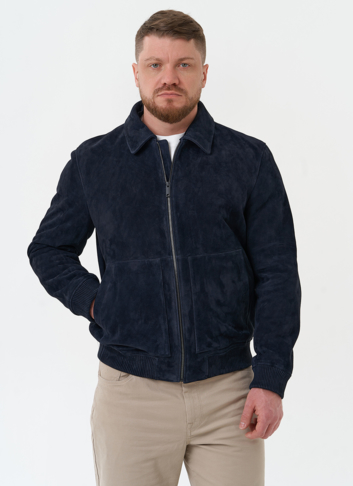 Мужская куртка бомбер из натуральной замши