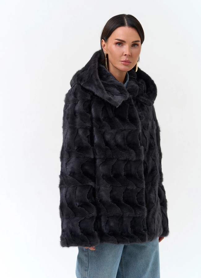 Шуба из меха норки модель № 34048 меха малина фото