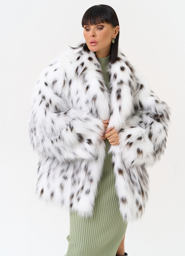 Белая шуба из меха лисы с поясом модель № 31648 универмаг малина