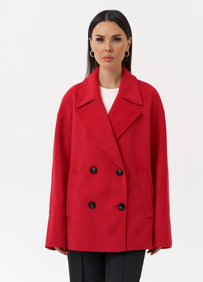 Укороченное двубортное пальто модель № 30087 универмаг малина