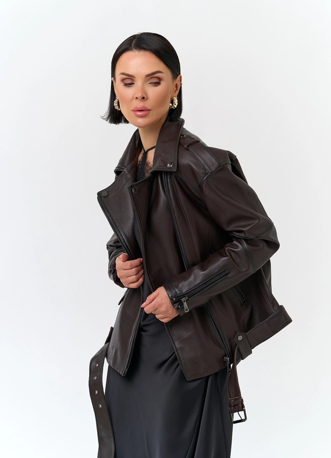 Женская косуха из натуральной кожи модель № 32737 универмаг малина