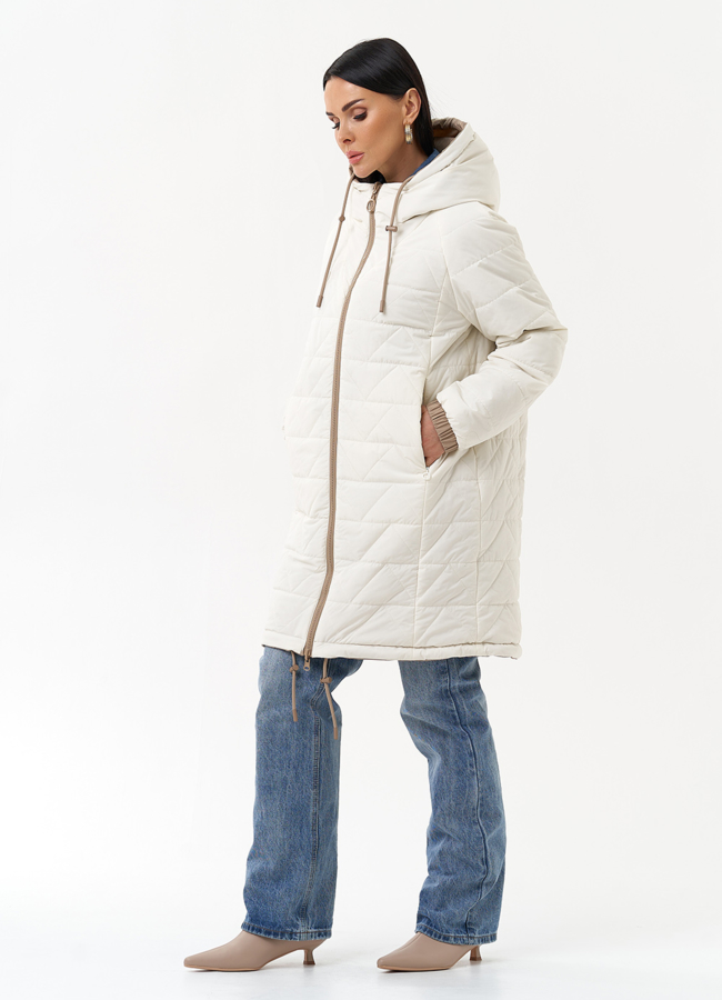 Женская удлиненная куртка с капюшоном модель № 30013 в рассрочку