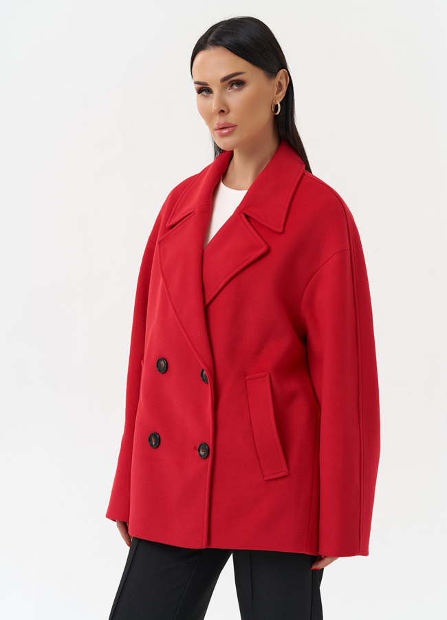 Укороченное двубортное пальто модель № 30087 универмаг малина